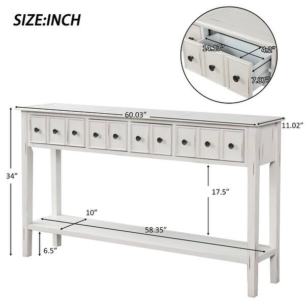 Entryway Console Table with Two Different Size Drawers, 60" Long Sofa
